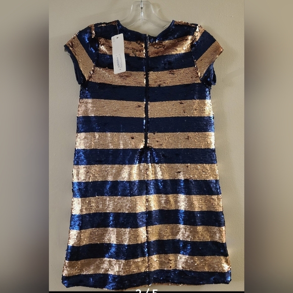 Peyton & Parker Blue Striped Sparkly Sequin Short Dress Girls Size 12 NWT - Picture 2 of 5